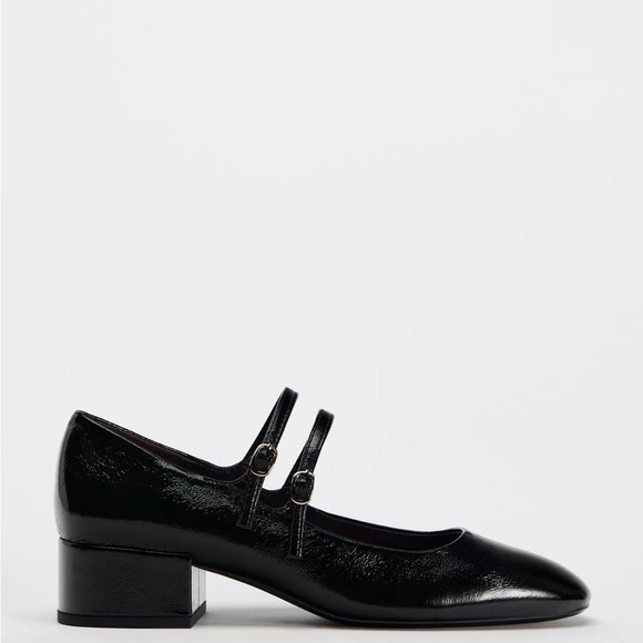 Zara Shoes - Zara Black Double-Strap Patent Block Heel Mary Jane